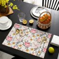 thumbnail image 3 of Pioneer Flower Floral Print Pattern Summer Placemats Table Placemats Set Of 6-Linen Kitchen Washable Placemats Table Mats 12x18 Inch Non-Slip Heat Resistant, 3 of 5