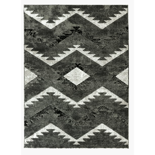 Newport Collection Gray, Light Gray Southwestern Tribal Area Rug