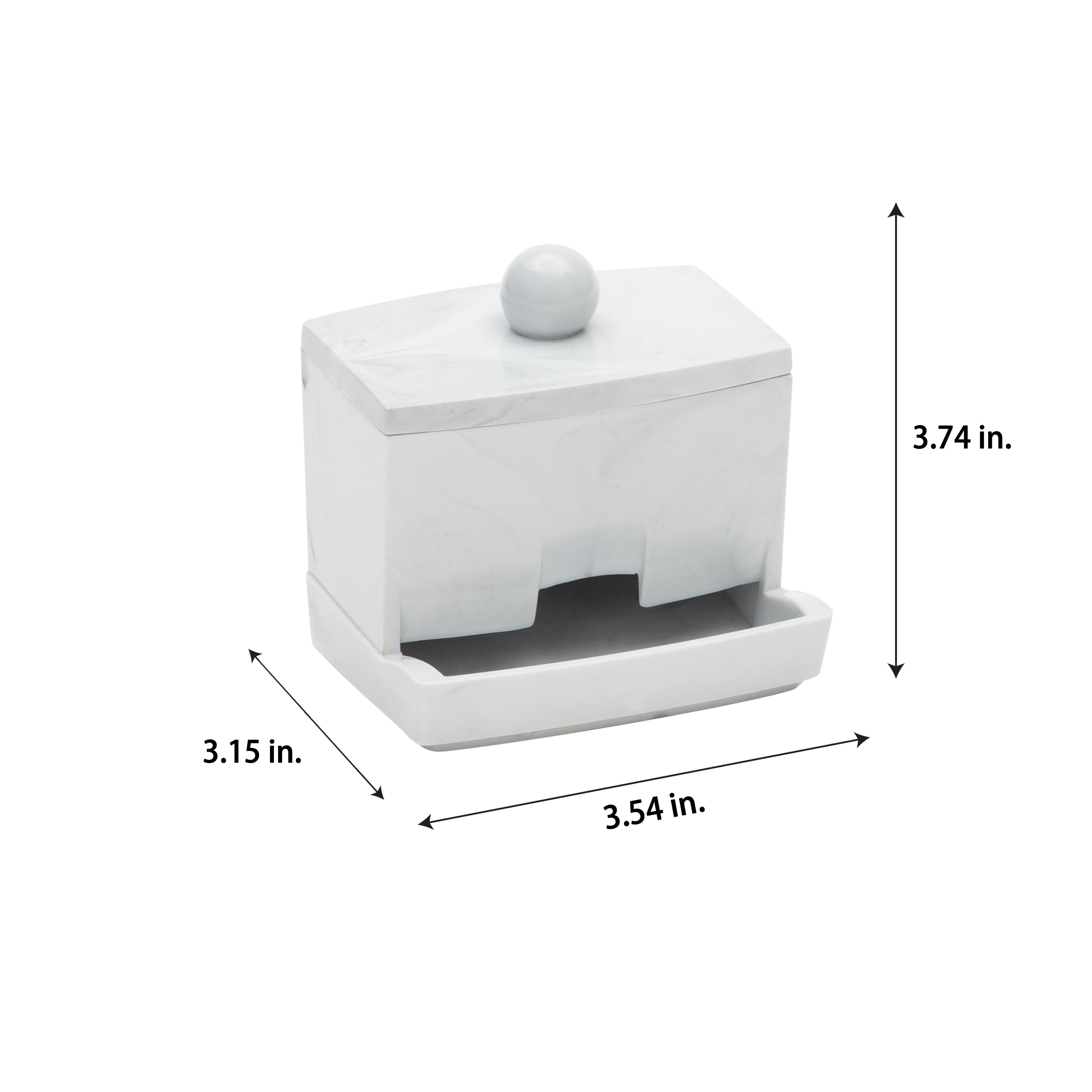 Simplify Q-Tip Box, Countertop Makeup Organizer, Marble