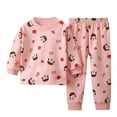 thumbnail image 1 of WEIYLL Pyjamas pour Filles Été Imprimé Manches Longues Col Rond sous-Vêtements Pur Chaud Taille Élastique Ensemble de Nuit 2 Pcs, 1 of 3
