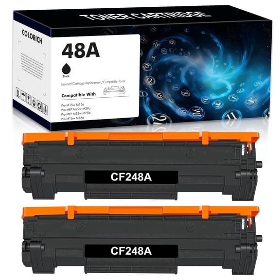 Colorich Compatible for HP 48A Toner Cartridge CF248A Laserjet Pro M15w MFP M29w M28w M15a M28a M16w M16a M15 M29 M28 M30w M31w Printer Ink (Black, 2-Pack)