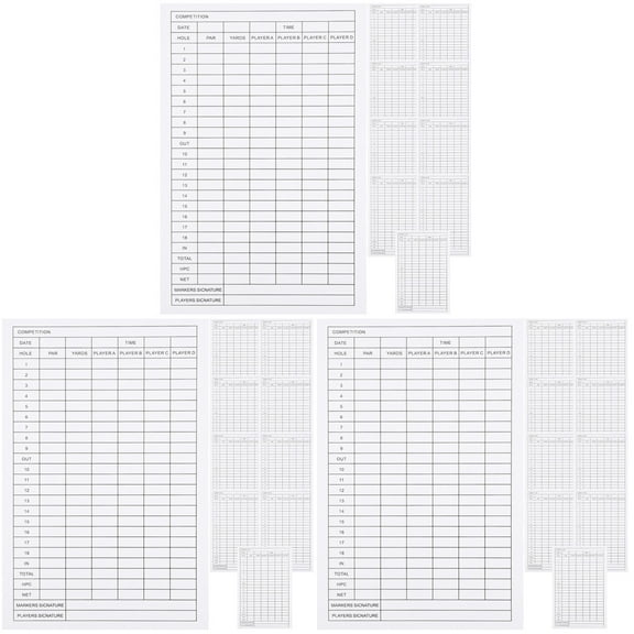 3 Count Golf Score Cards Paper Scorecard Tournament Supplies Tracking
