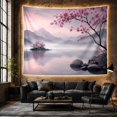 thumbnail image 6 of Misty Mountain Lake with Cherry Blossom Tree, Dreamy Japanese Inspired for Nature Lovers, Tranquil Scenery Wall Art Housewarming Gift, Tapestry Wall Hanging for Bedroom and Living Room, 6 of 7