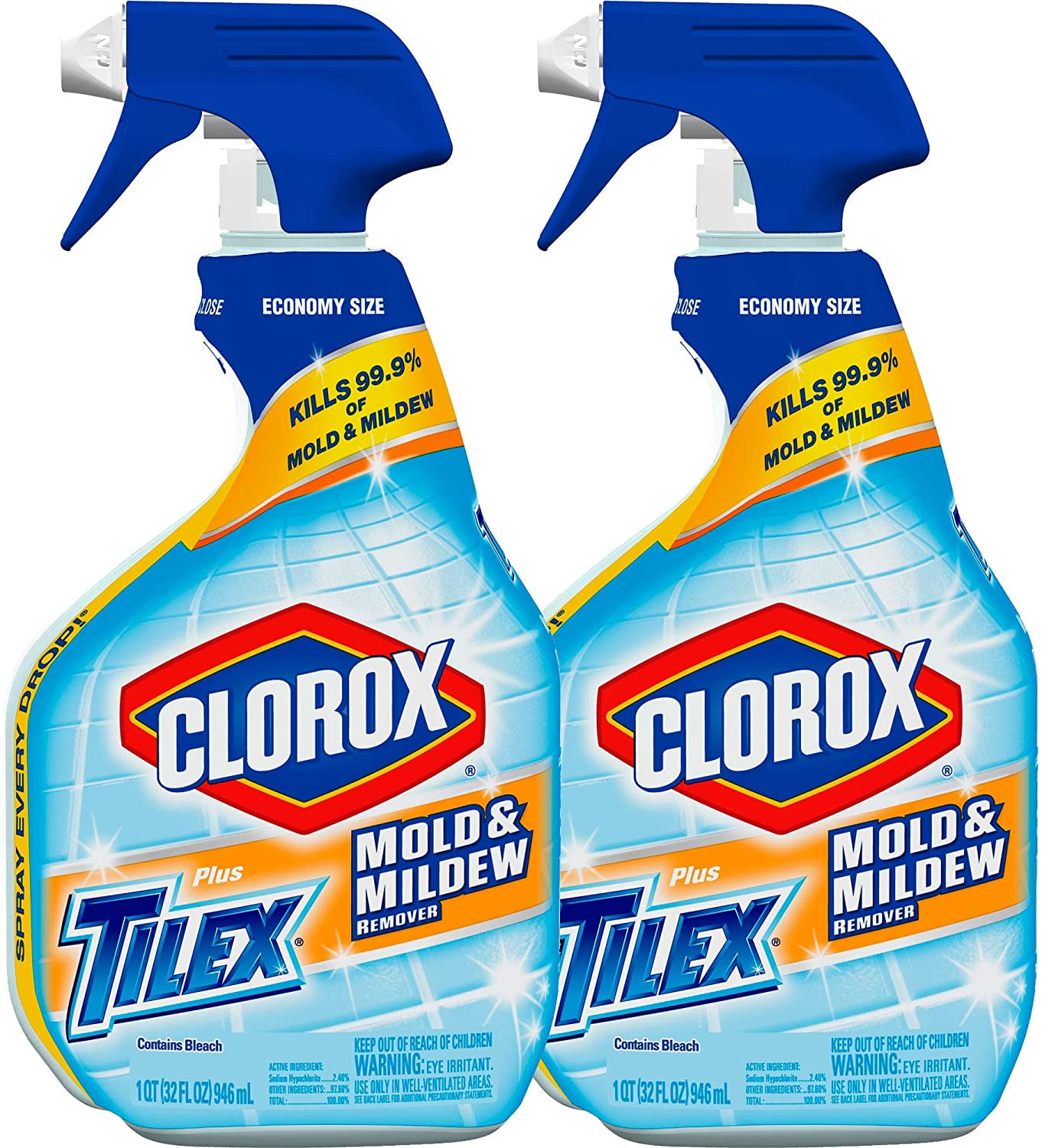 Tilex Mold and Mildew Remover Spray, 32 Fluid Ounce, Pack of 2
