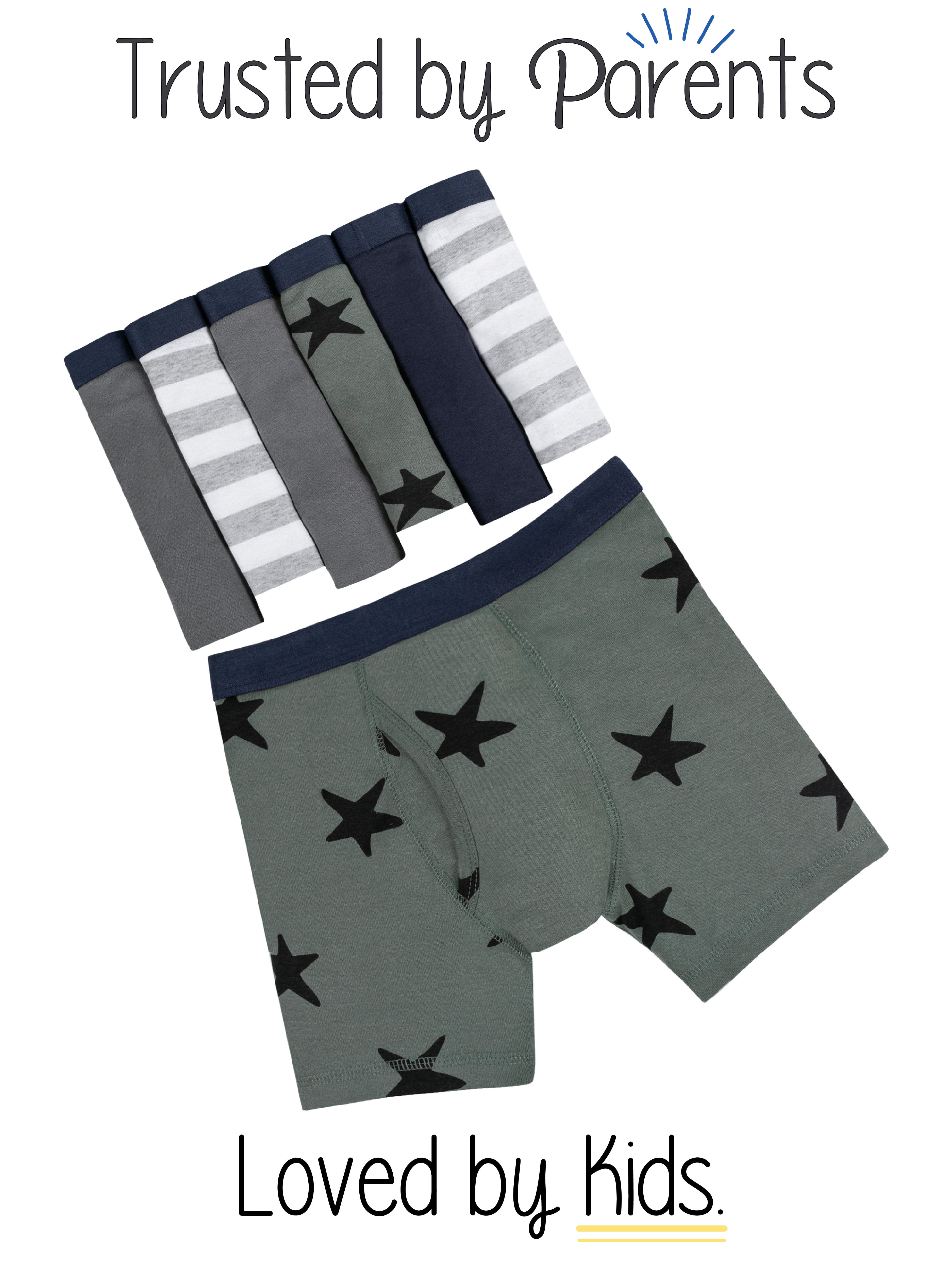 Little Star Organic Boys Boxer Briefs Underwear, 7Pk, Size 6-20