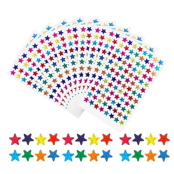 960Pcs Metallic Glitter Foil Star Stickers,QZS Self Adhesive Assorted Colors Laser Shiny Sparkle Star Stickers for Students Rewards,Teachers Supplies,0.39In