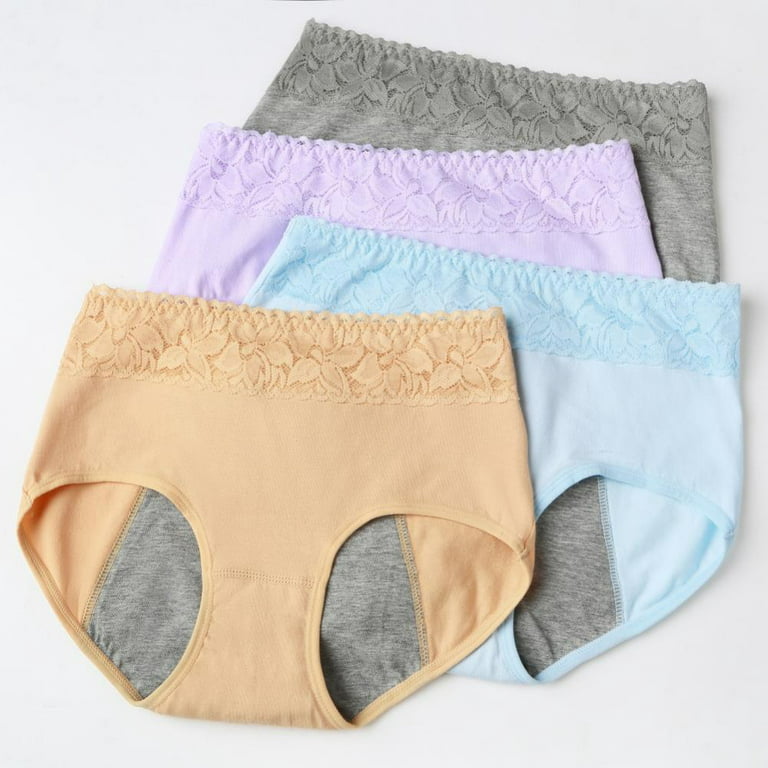 3 Pack Womens Teen Girls Period Panties Juniors Leak-Proof Underwear Soft  Protective Briefs 