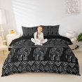 thumbnail image 2 of jejeloiu Mystical Tribal Duvet Cover Queen For Men Women,Boho Print Queen Bedding,Black Gray,Black Reversible,3pcs,1 Duvet Cover and 2 Pillowcases, 2 of 6