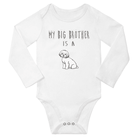 

My Big Brother is a Maltese Dog Cute Baby Long Sleeve Clothing Bodysuits Boy Girl (White 6-12M)