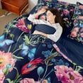 thumbnail image 4 of Erosebridal Colorful Flower Bed in a Bag Queen Size,Tropical Botanical Floral Bed Set,Cute Butterfly Birds Bedding Queen Size,Ultra Soft Bedroom Decoration Reversible,7pcs, 4 of 6