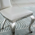thumbnail image 3 of Luxury Leatherette Dining Chairs, Modern Dining Chair with Stainless Metal Legs, Upholstered Dining Chairs, Accent Desk Chair for Dining Room, Kitchen, Vanity, Living Room(White,Set of 4), 3 of 7