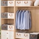 thumbnail image 2 of Organizador de ropa con asa, caja de almacenamiento de tela, marco de acero, estante apilable, cestas plegables, blanco, 2 of 4