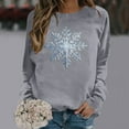 thumbnail image 2 of FYEGRE Snowflake Print Crewneck Pullover Sweatshirt Soft Warm Winter Holiday Long Sleeve Cozy Fashion Top For Women Festive Casual Apparel Grey XXL, 2 of 6