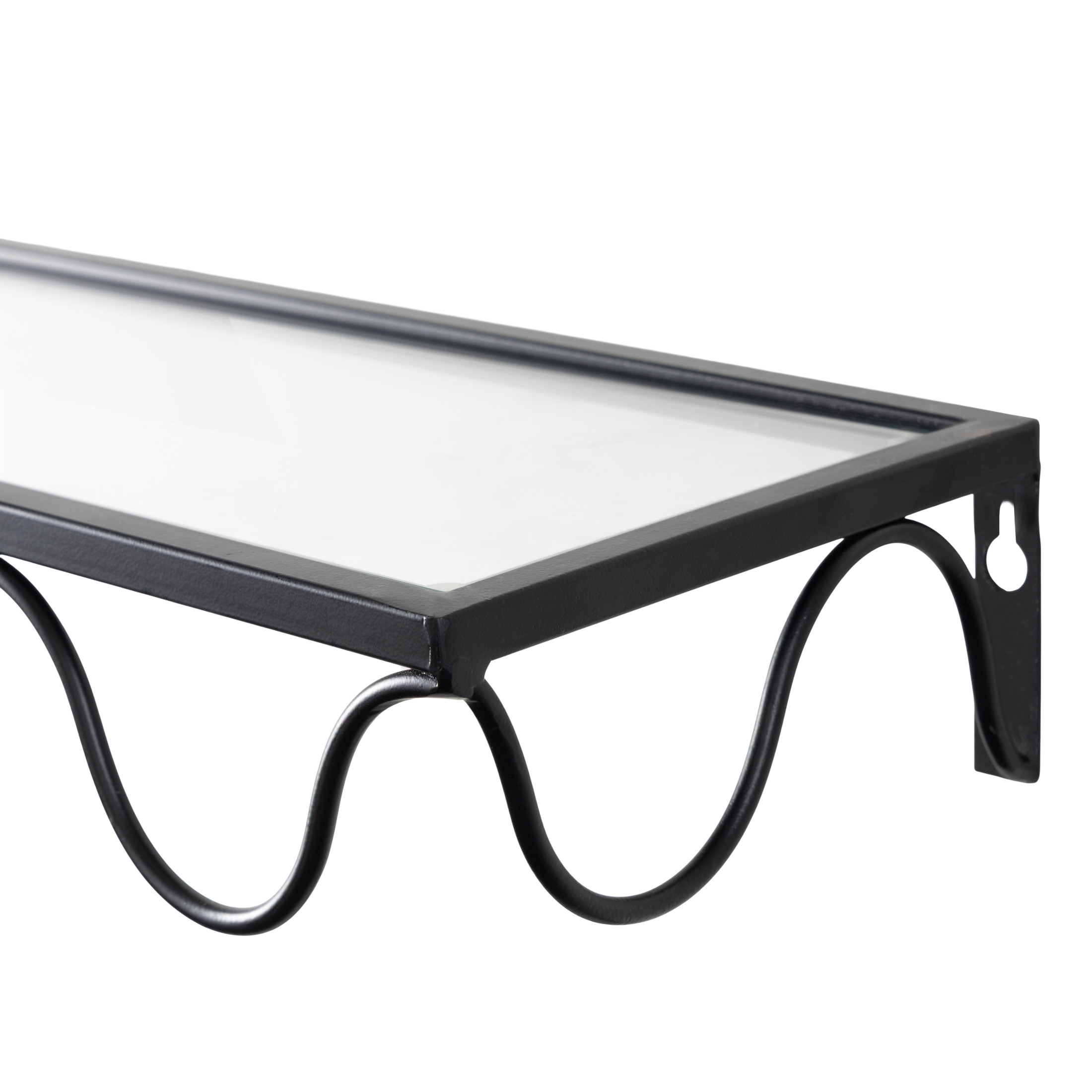 DecMode 24", 20", 17"W 1-Tier Black Wall Shelf with Metal Frame (3 Count)