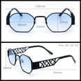 thumbnail image 3 of Small Geometric Sunglasses Octagon Metal Frame Lattice Arm Retro Y2K UV400 Black Frame - Blue Lens, 3 of 6