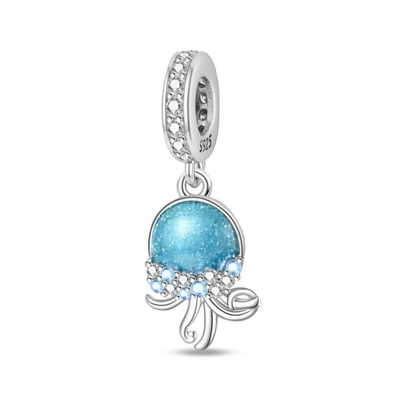 KUNSIR Blue Jellyfish Charm Pendant Glow in The Dark Ocean Theme Jewelry for Bracelet Making