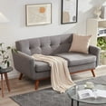 thumbnail image 1 of Tbfit 67" W Loveseat Sofa, Mid Century Modern Decor Love Seat Couches for Living Room, Button Tufted Upholstered Small Couch for Bedroom, Solid and Easy to Install Love Seats Furniture, Dark Grey, 1 of 6