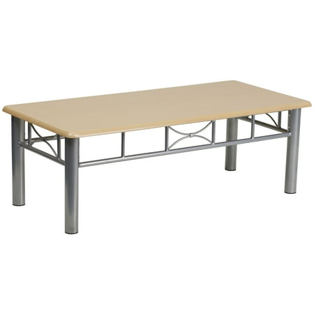 Laminate Coffee Table - Natural Laminate Coffee Table with Silver Steel Frame