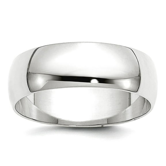 10k White Gold Solid Polished Lightweight 6mm Ltw Half Round Band Size 6.5 Ring Ring for Women and Men