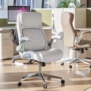 NOUHAUS Posture Ergonomic PU Leather Office Chair, Lumbar Support Executive Desk Chair with FlipAdjust Armrests