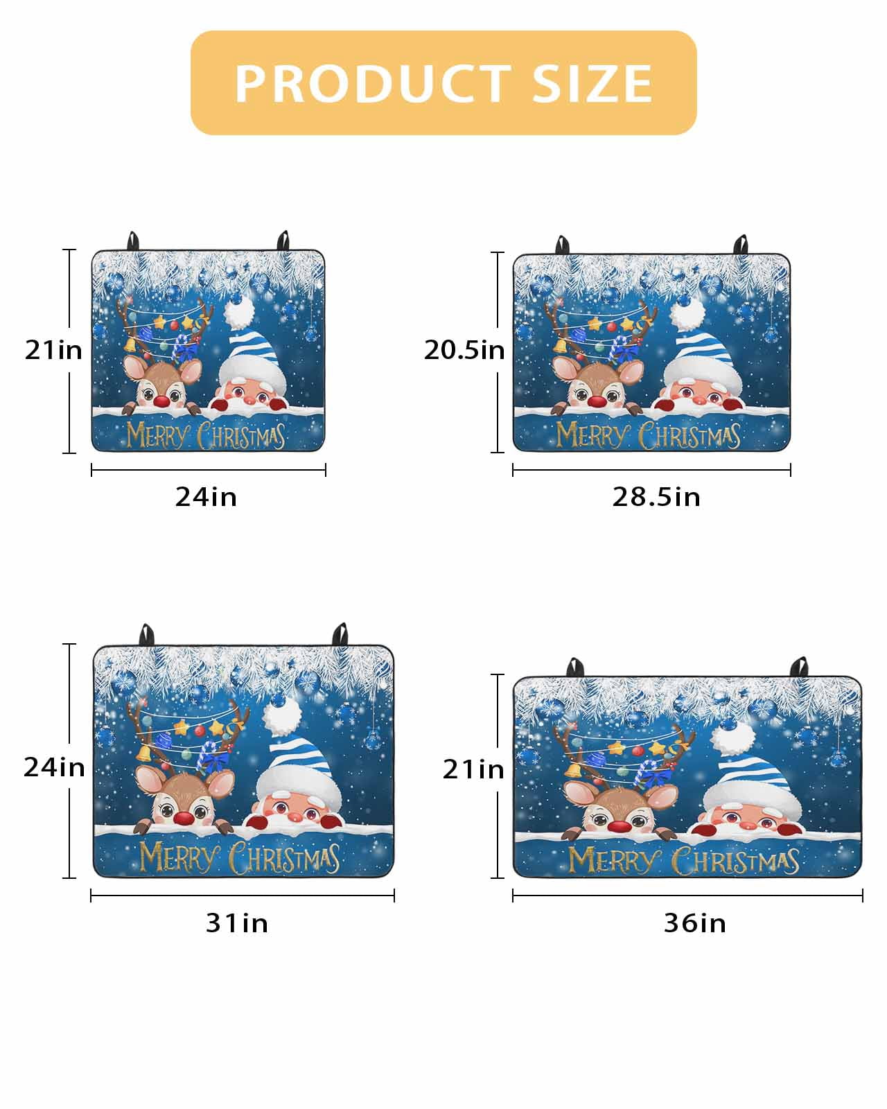 Large Induction Cooktop Protector Mat Christmas Stove Top Covers for Electric Stove, Cute Santa Claus Reindeer Xmas Balls Snowy Navy Blue Decorative Stove Burner Cover Mats, Glass Top Stove Cover