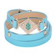 thumbnail image 1 of Joyería de pulsera de cuero de PU con forma de rectángulo geométrico multicapa vintage (azul cielo), 1 of 2