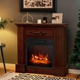 thumbnail image 2 of Chimenea eléctrica COSTWAY de 32 pulgadas con repisa de 1400 W, color marrón, 2 of 9