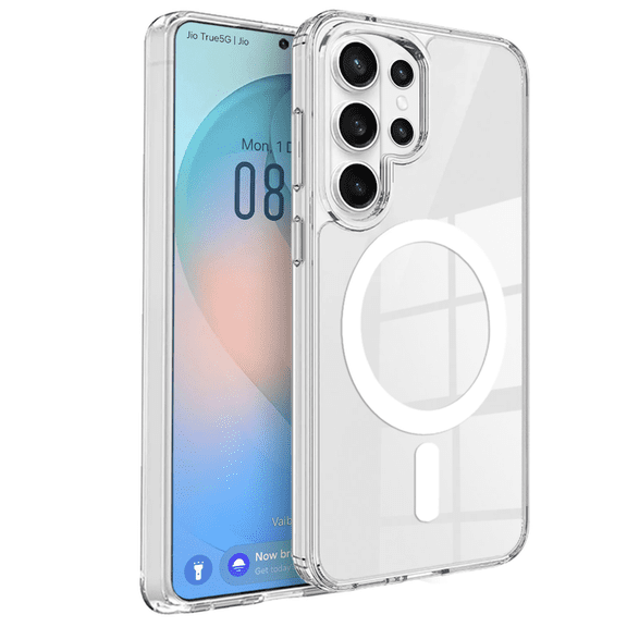 Entronix Magnetic Clear Case for Galaxy S26 Ultra, Built-in Magnets Hard Back Slim Cover