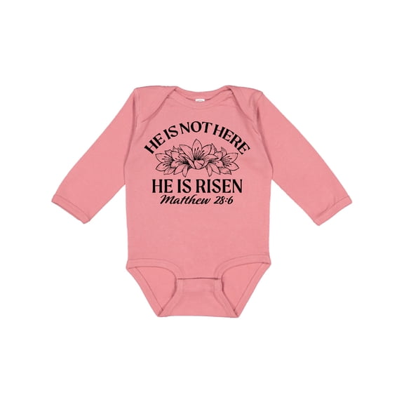 Inktastic He is Not Here; He is Risen Boys or Girls Long Sleeve Baby Bodysuit