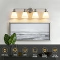 thumbnail image 3 of Bathroom Vanity Light Fixtures 4 Lights Modern Bathroom Lighting Fixtures Over Mirror with Frosted Milky Glass Shade Brushed Nickel Wall Sconce for Bath Bedroom, 3 of 9