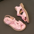 thumbnail image 6 of FAOWME Kids Girls Sandals Open Toe Ankle Strap Dress Shoes Wedding Party For Toddler Kids Bowknot Princess Shoes Pink 9-9.5 Years, 6 of 7
