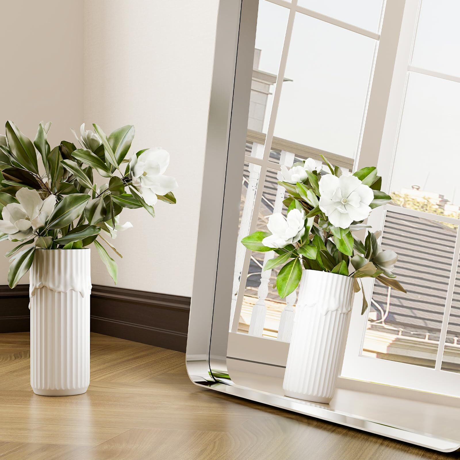 AnyRose Extra Large 71"x30" Arched Full-Length Mirror - Wall-Mounted or Leaning Mirror with Aluminum Alloy Frame,Silver