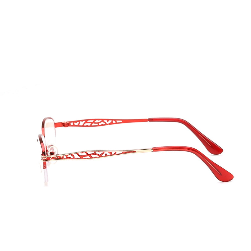 2 Pairs of Women Red Half Rimless Reading Glasses 1.00 Metal Presbyopic Glasses Anti-blue Light Readers 1.00 Strength