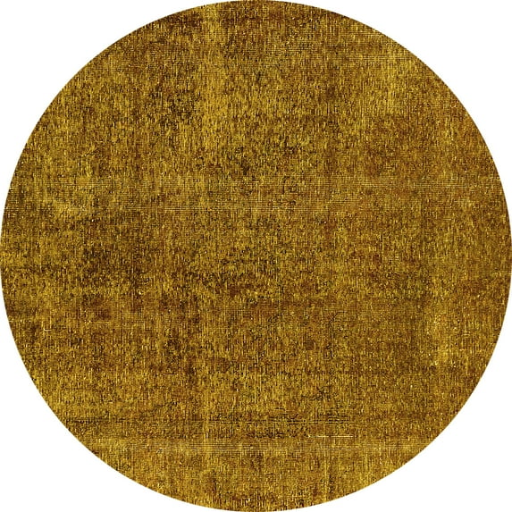 Ahgly Company Indoor Round Oriental Yellow Industrial Area Rugs, 4' Round
