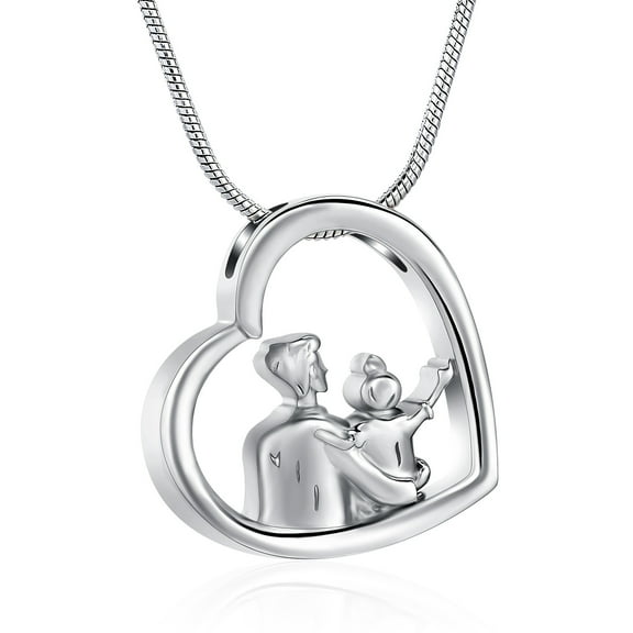 Stainless Steel Father in Heart Urn Pendant Memory Necklace for Cremation Ashes Holder Memorial Jewelry