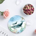 thumbnail image 4 of FMSHPON Nautical Theme Whale and Life Set of 8 Round Coaster for Drinks, Absorbent Ceramic Stone Coasters Cup Mat with Cork Base for Home Kitchen Room Coffee Table Bar Decor, 4 of 6