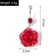 thumbnail image 5 of nipocaio Anneau de Ventre en Acier Inoxydable Rose Fleur Nombril Clou Rouge, 5 of 5
