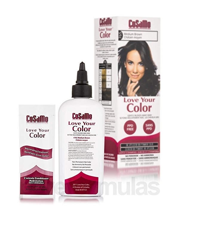 CoSaMo Love Your Color NonPermanent Hair Color 765 Medium Brown 3 oz. + Schick Slim Twin ST