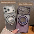thumbnail image 3 of for iPhone 17 Pro Max Case, Moving Liquid Sparkle Glitter Case, Bling Flowing Rhinestones Kickstand Ring Cover with Shiny Glass Camera Lens Protector for Women Girls 6.9'' 2025, Silver, 3 of 9