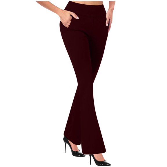 Women Business Casual Pants Tummy Control Work Pants With Pockets High Waist Stretchy Trousers Office Slacks Bottoms