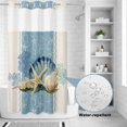thumbnail image 2 of No Hook Shower Curtain, Blue Coastal Starfish Shower Curtains for Bathroom with See Through Top Window, Vintage Beige Nautical Coral Summer Waterproof & Washable Bath Curtain Narrow 54"x78", 2 of 9