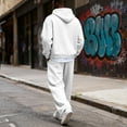 thumbnail image 6 of LNZGNM Waffle 2 Piece Sets for Men 1/4 Zip Oversized Long Sleeve Hoodies with Pockets Wide Leg Sweatpants Casual Winter Outfits,White L, 6 of 8
