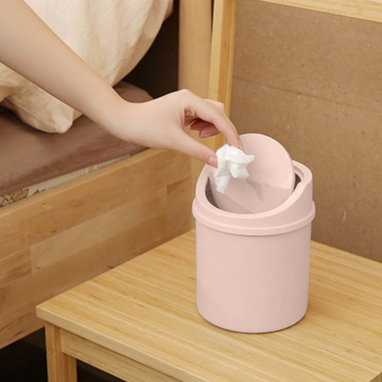 Computer W Waste 2Pcs Mini Desktop Trash Can With Flip Lid, Small Plastic Waste Basket ...