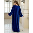 thumbnail image 3 of Womens Elegant Velvet Kaftan Dress with Gold Embroidery Long Sleeve Loose Fit Maxi Gown Modest Abaya for Evening Parties Casual Wear, 3 of 6