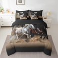 thumbnail image 2 of Brown and White Galloping Twin Comforter Set 7pcs Farm Horse Bedding Comforter Sets, 3D Horse Bed in a Bag Farmhouse Animals Bedding Set, Ultra Soft Cozy Bed Sheets Set, 2 of 4