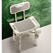 Bluelog Shower Chair with Back, Adjustable Shower Seat,Shower Bench, 350 lb Capacity, Rectangular, White