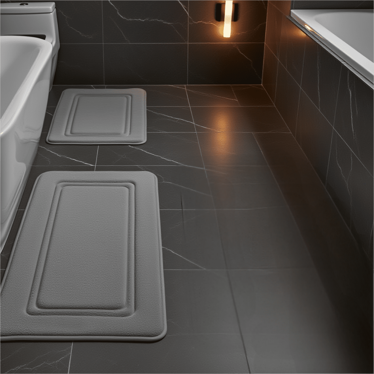 NTYNTY Super Absorbent Non-slip Bathroom Mat Set of 3,Super Soft and Comfortable Advanced Bath Blanket,Home Decoration Mat,Dark Grey.