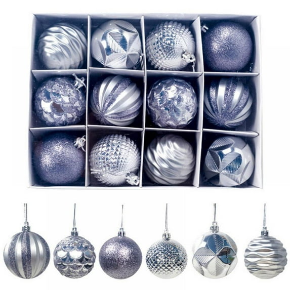 12 Cardboard Boxes Sd140 Christmas 6cm Christmas Tree Decoration Ball Pendant-d Silver