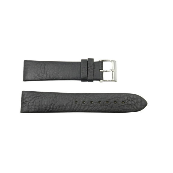 22mm Black Genuine Textured Leather Soft Watch Band