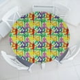 thumbnail image 3 of Ambesonne Yoga Fitted Round Tablecloth, Colorful Poses Eastern Asia, 56"- 60" Diameter, Multicolor, 3 of 5